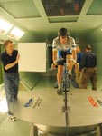 on bike in wind tunnel